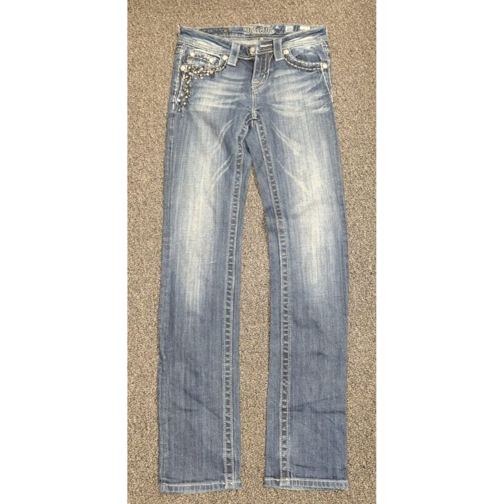 Miss Me Juniors Skinny Jeans Sz 16 Embellished Studded Pockets Bling Denim Y2K